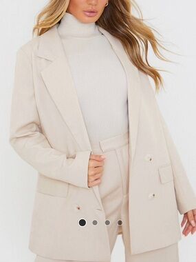 Womens Cream Double-Breasted Blazer Jacket